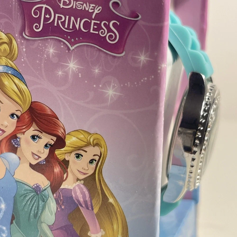 Vintage Disney Princess Watch Double Rhinestone Trimmed Face NIB‎ Teal Blue Band